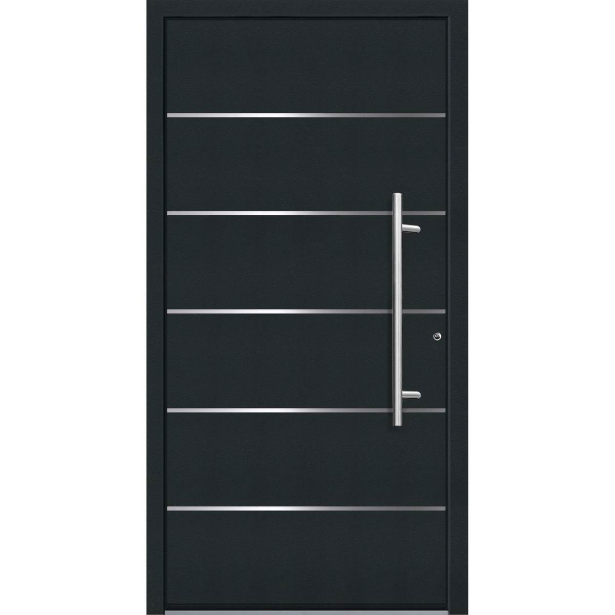 Aluminium Sicherheits-Haustür Livorno Exklusiv 75 mm anthrazit 110 x 210 cm Anschlag rechts inkl Griffset