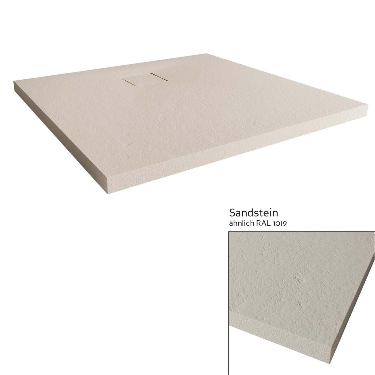 Mineralgruss-Duschwanne Modern Line Steinoptik, Sandstein, 1000 / 1400 mm