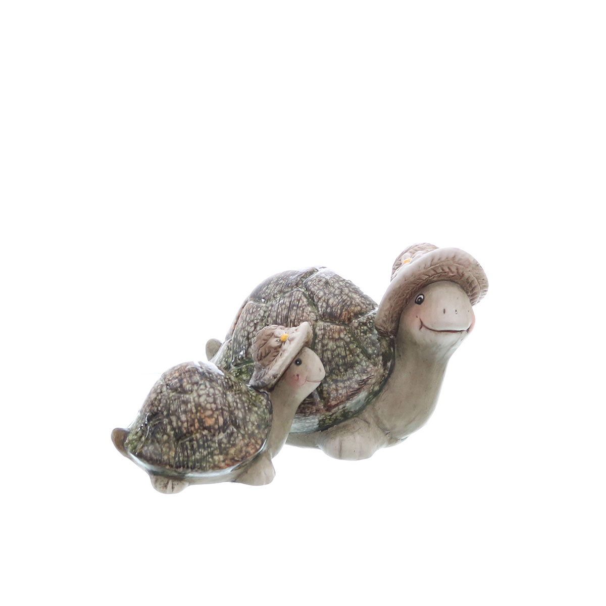 Schildkröte mit Hut 14,5 x 10,5 x 10 cm grün/grau