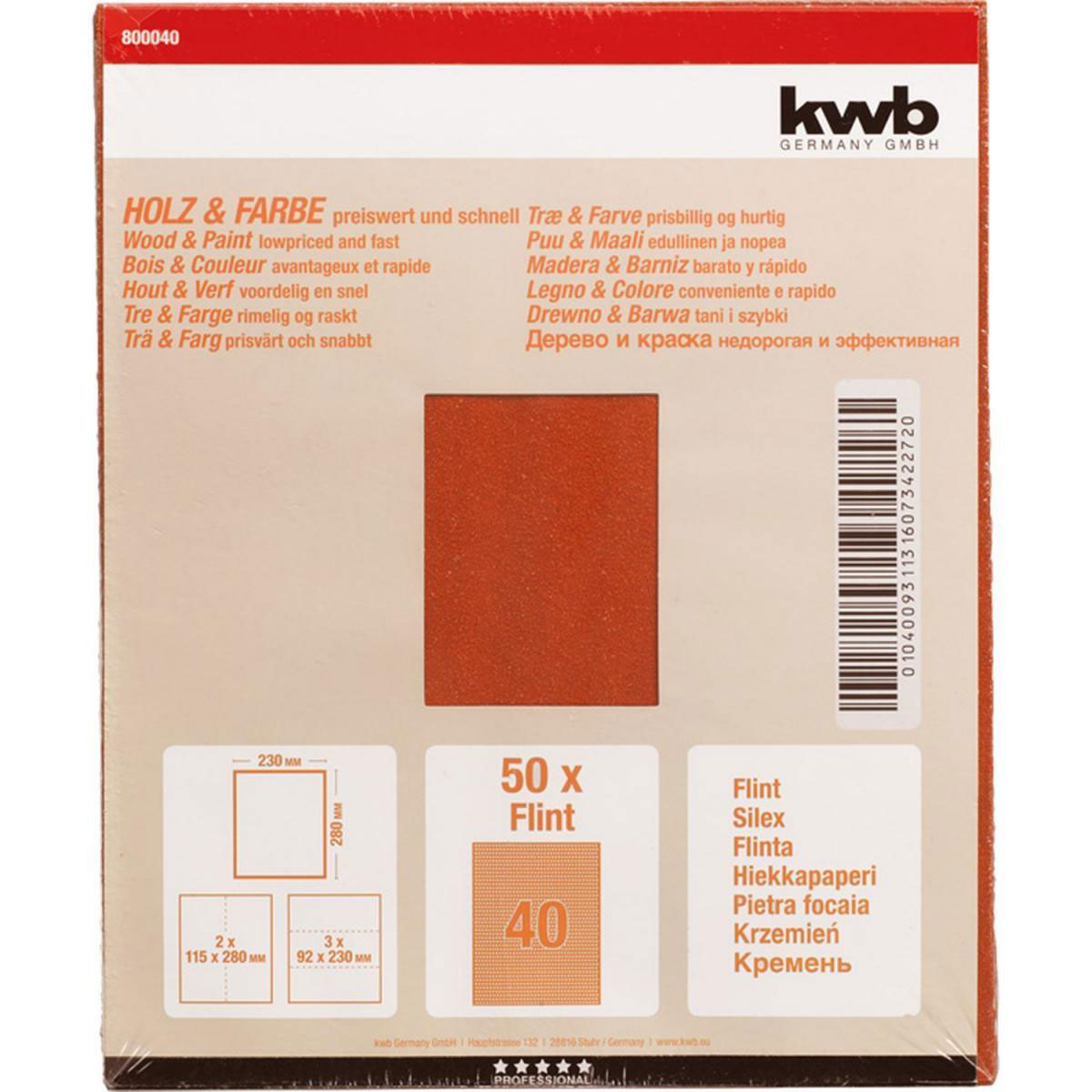 kwb  Schleifpapier Holz und Farbe Flint 230 x 280 mm K40 Bild 2