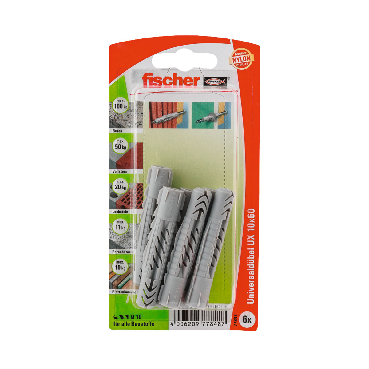 Fischer  Universaldübel UX 10 x 60 mm 6 Stück