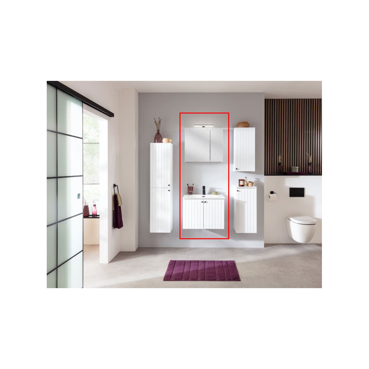 Badmöbel-Set Piet, Spiegelschrank + Waschtischunterschrank, inkl. LED-Aufsatzleuchte Bild 2