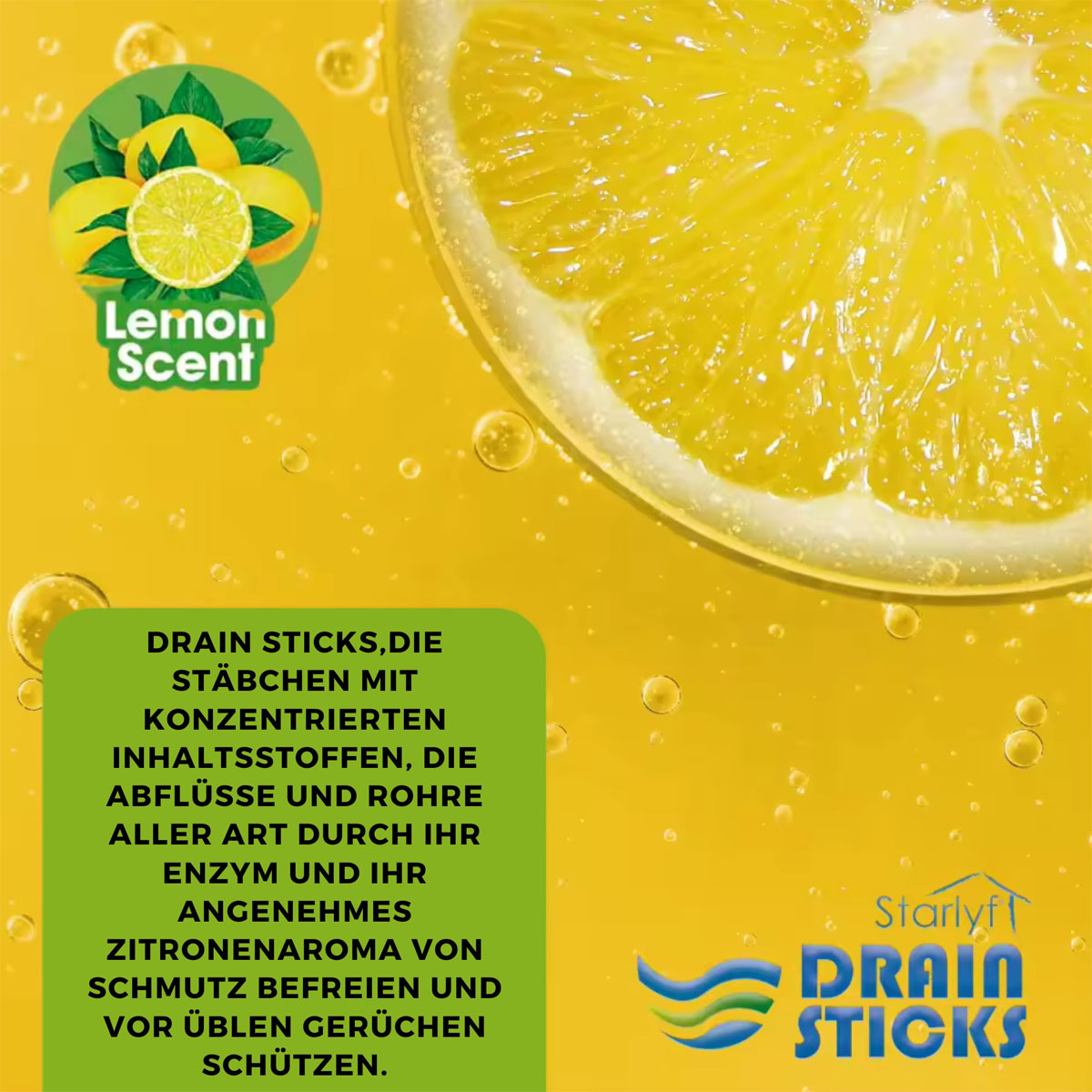 Starlyf Abflussreiniger Stäbchen Drain Sticks 12 Stück Zitronenduft Bild 3