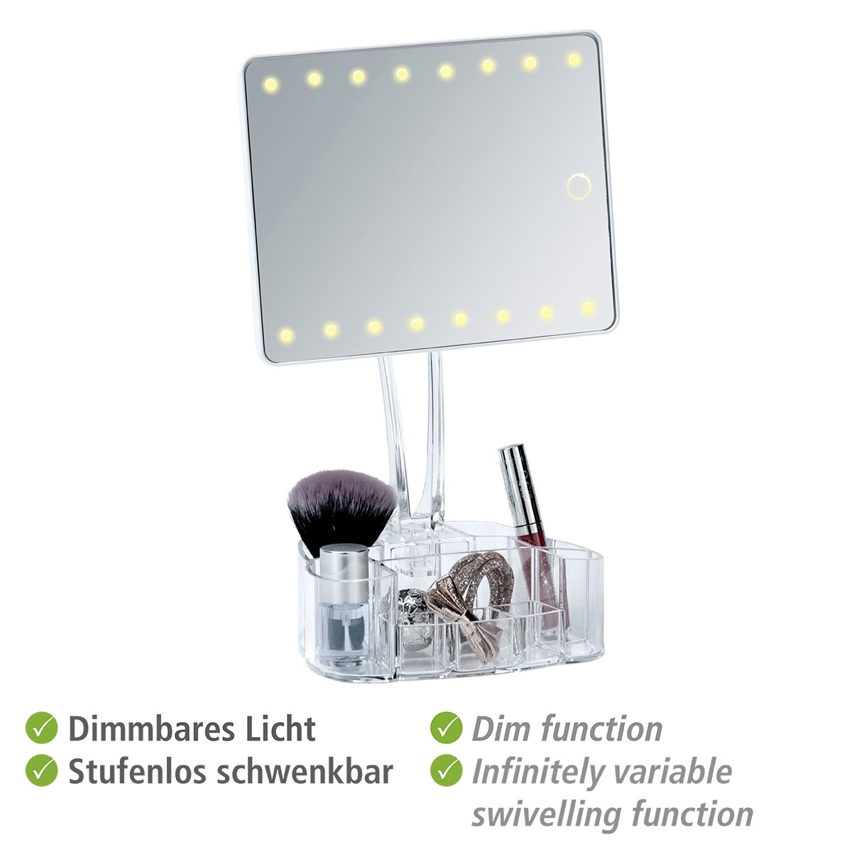 Wenko  LED-Standspiegel mit Organizer Trenno Leuchtspiegel Bild 4