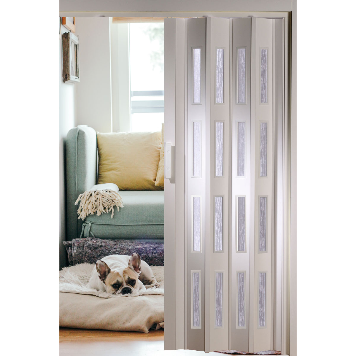 FORTE Kunststoff-Falttür Luciana B 88,5 x H 202 cm weiß 4 Fenster Bild 3