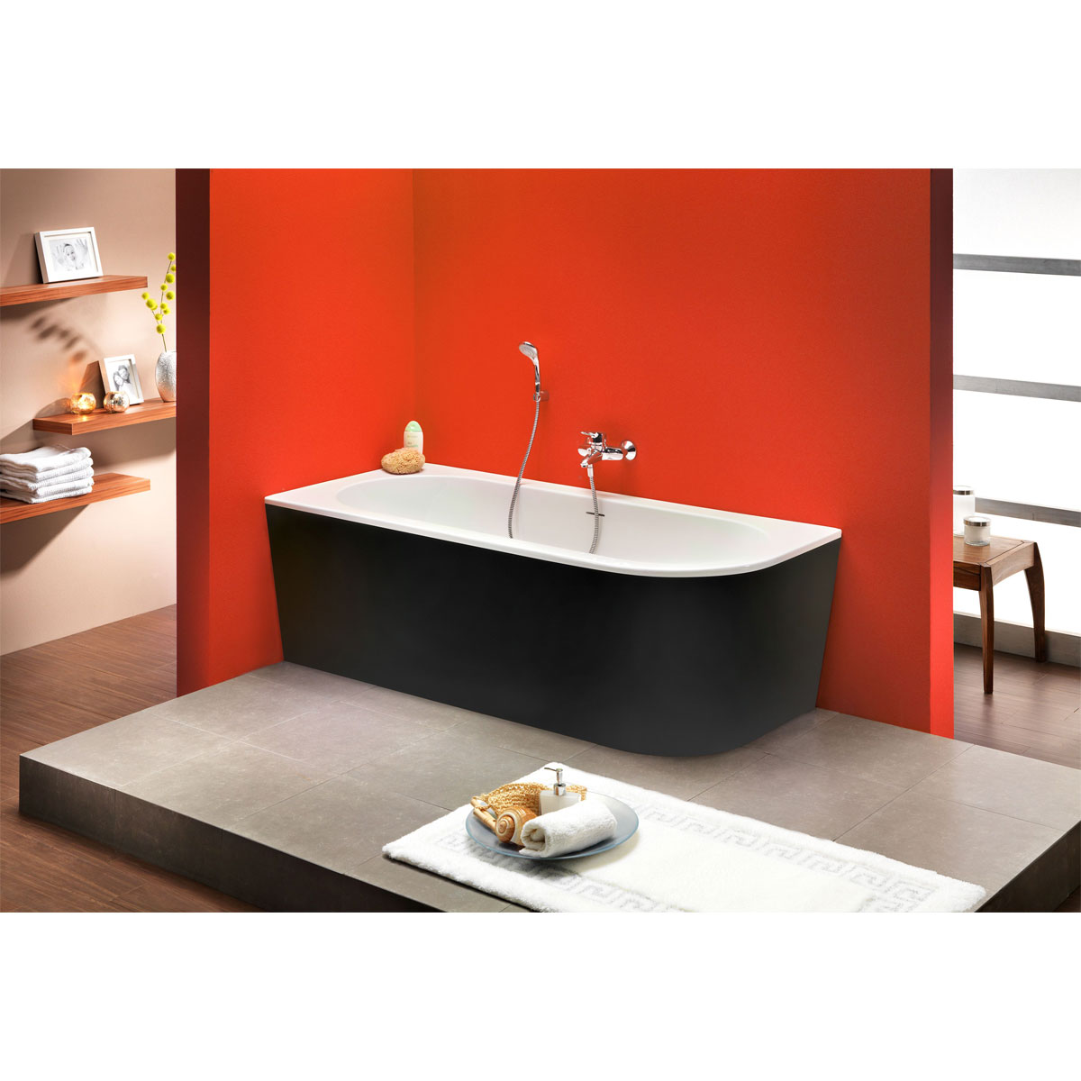 Ottofond Badewanne Modena Corner 178 x 78 cm schwarz/weiß Ausführung Modell A Bild 2