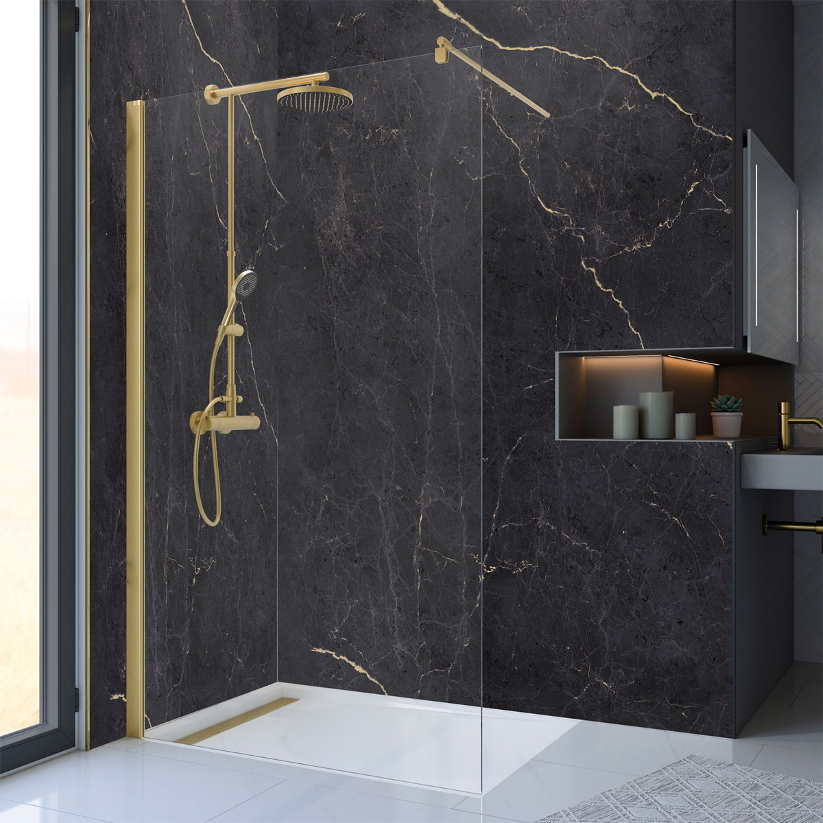 Duschwand alleinstehend Ora Gold 1200 x 2000 cm Bild 2