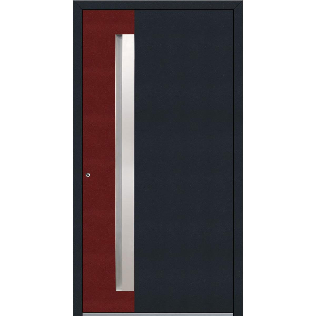 Aluminium Sicherheits-Haustür Bologna Exklusiv 75 mm anthrazit-rot 100 x 210 cm Anschlag links inkl Griffleiste Bild 1