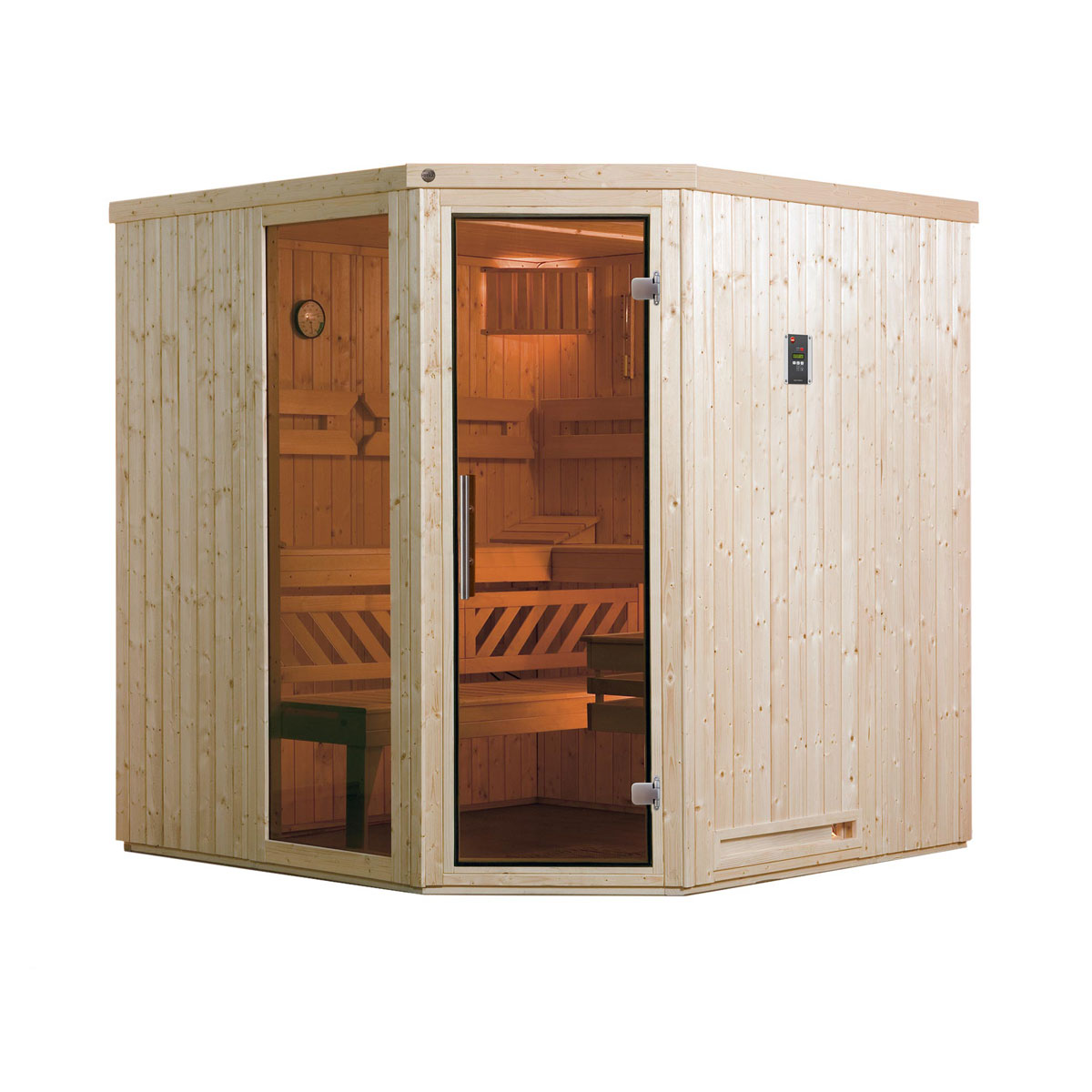 Weka  Elementsauna Varberg Größe 2 Sparset 7,5 kW Bio S Glastuer und Fenster