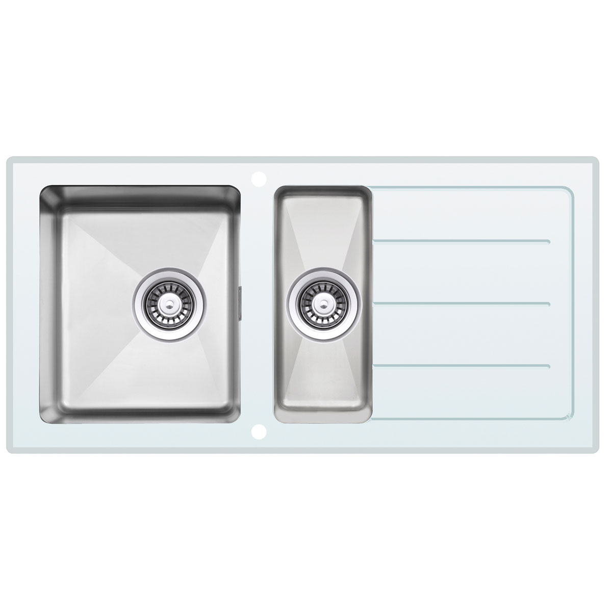 Respekta New York Glasspüle NEWYORK100X50W 100 x 50 cm Weiß Bild 1