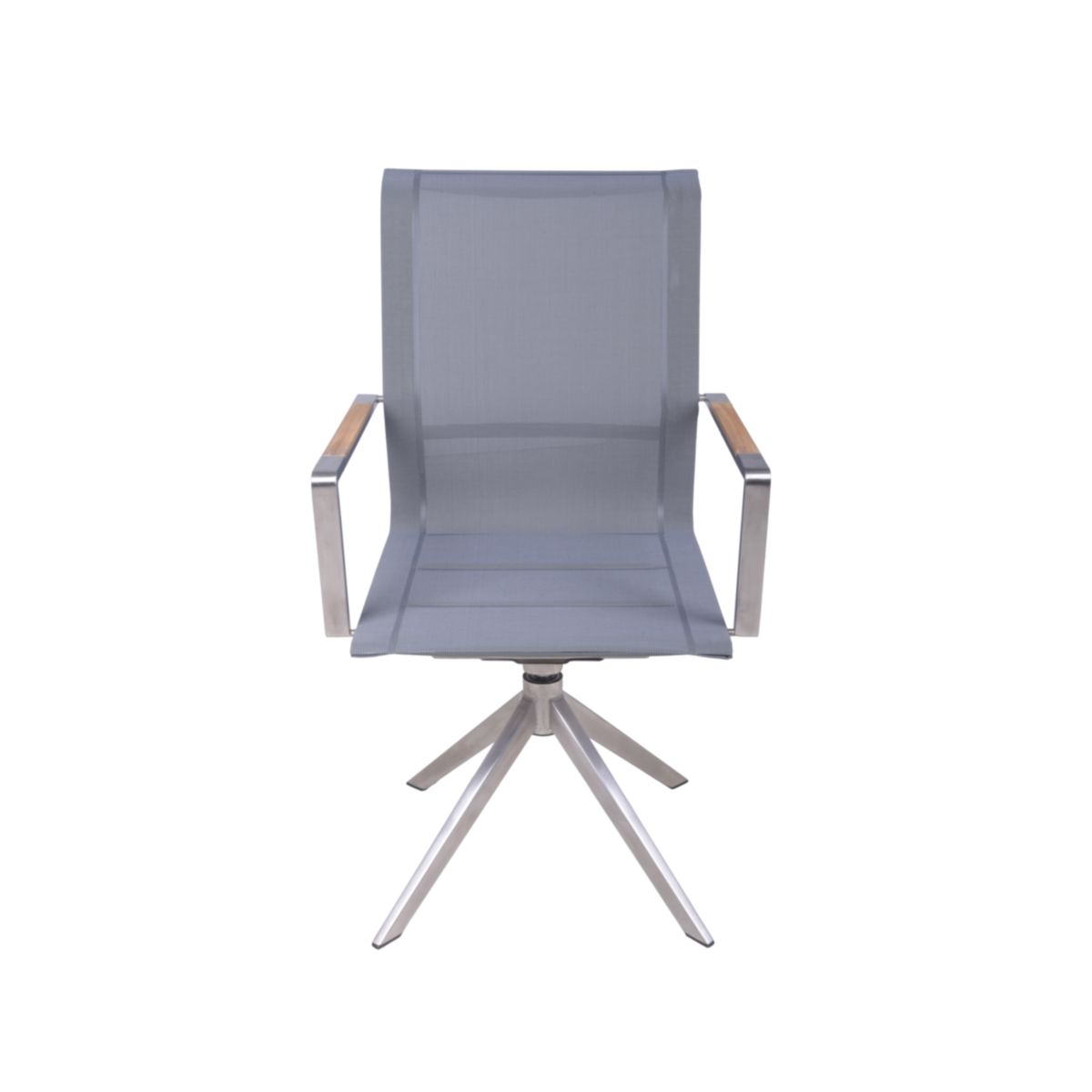 Garden Pleasure Drehstuhl SALIDA. 2er Set Edelstahl, Kunststoffgewebe, Teakholz Bild 2