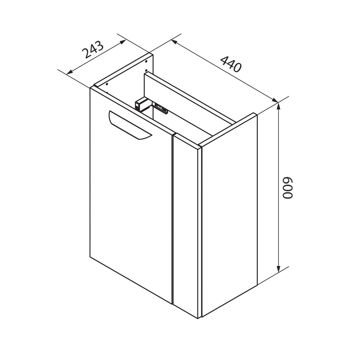 Fackelmann  Gäste-WC Waschtischunterschrank links SBC 440 x 600 x 243 mm Steinesche/Weiß Bild 8