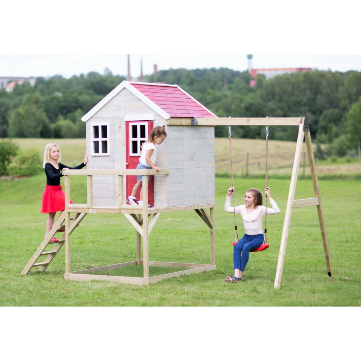 Wendi Toys Spielhaus Zebra inkl. Schaukel 192x350x242 cm Bild 3