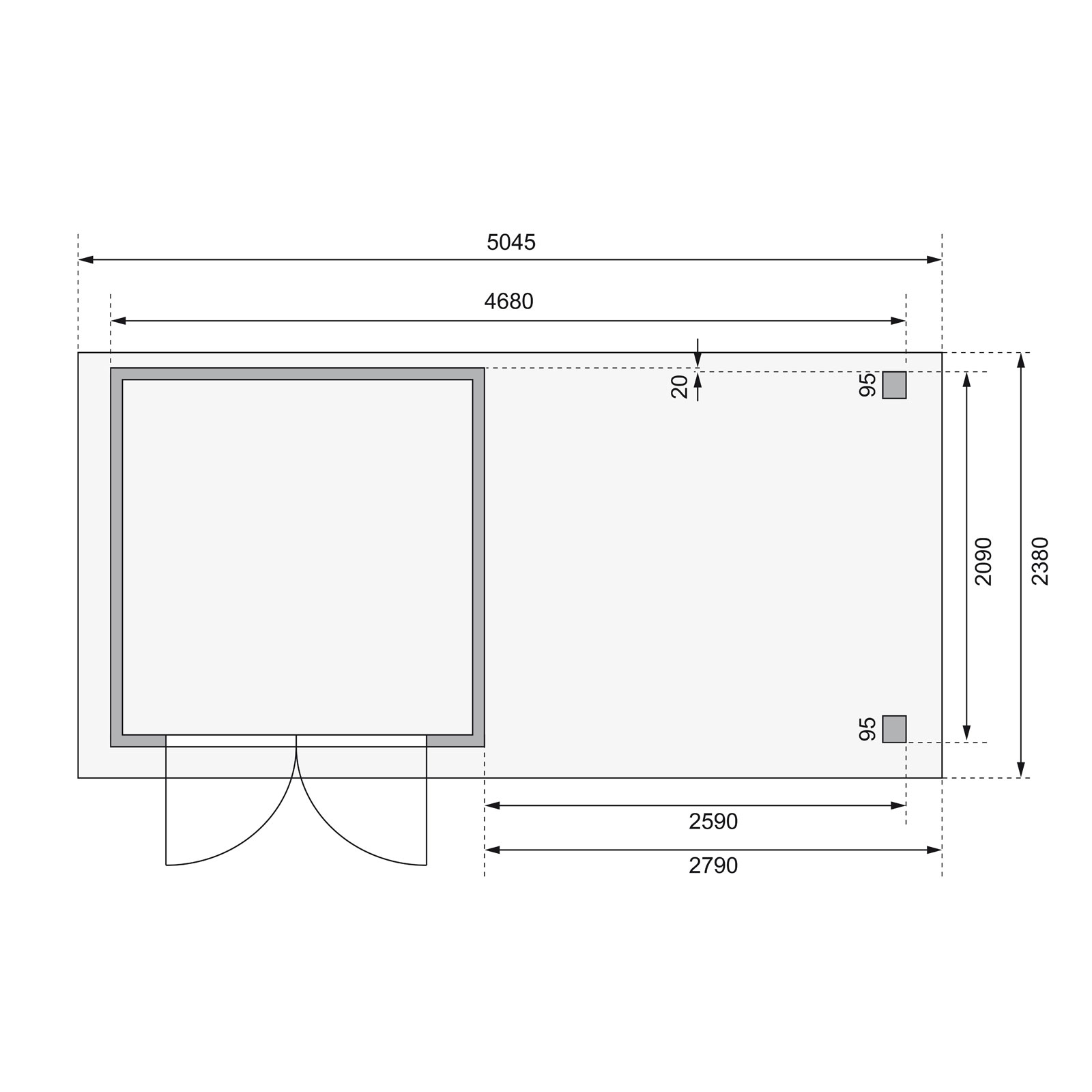 Karibu BBH Askola 2 Set mit Anbaudach terragrau Bild 8