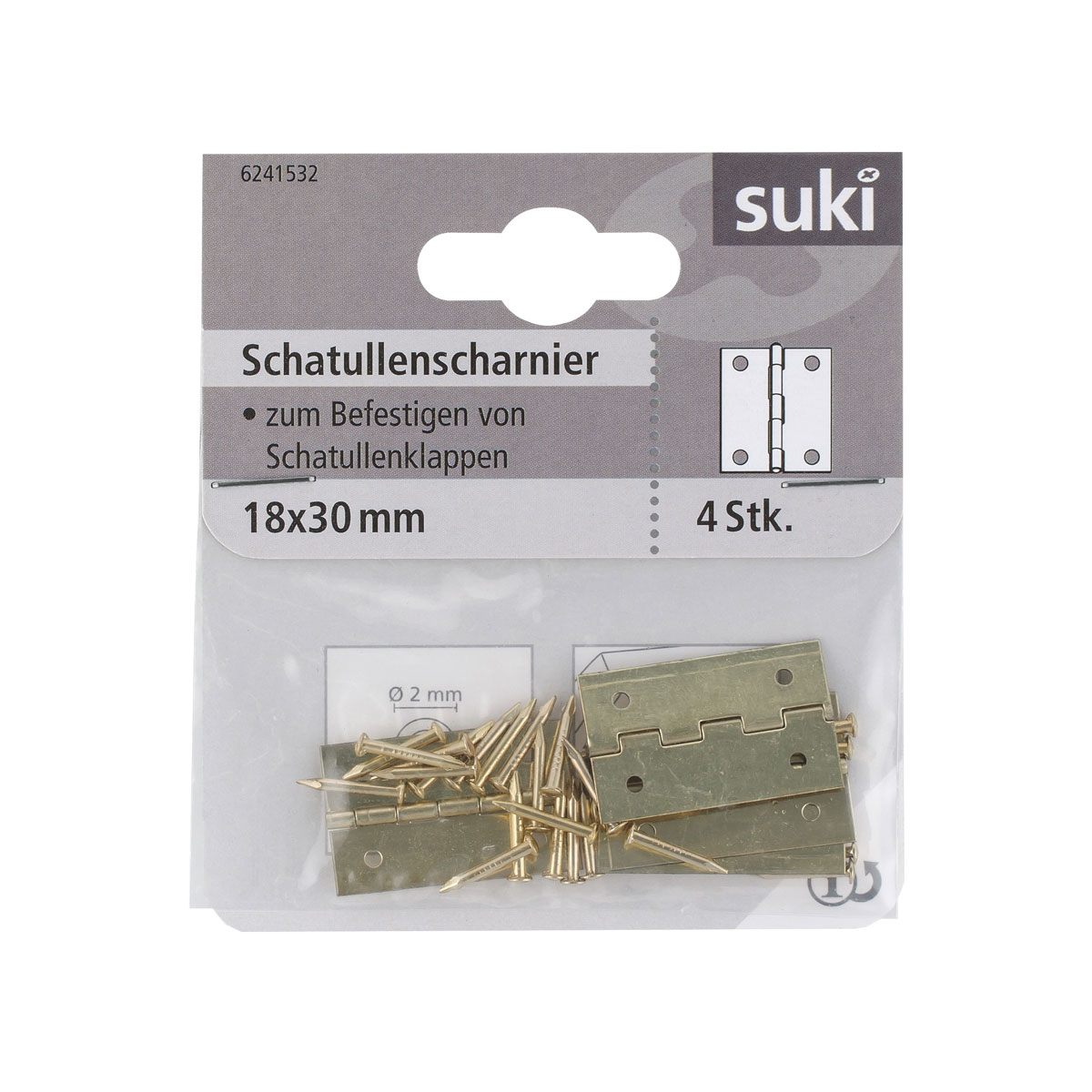 Suki Schatullenscharnier 1,8 x 3 cm vermessingt 4 Stück Bild 1