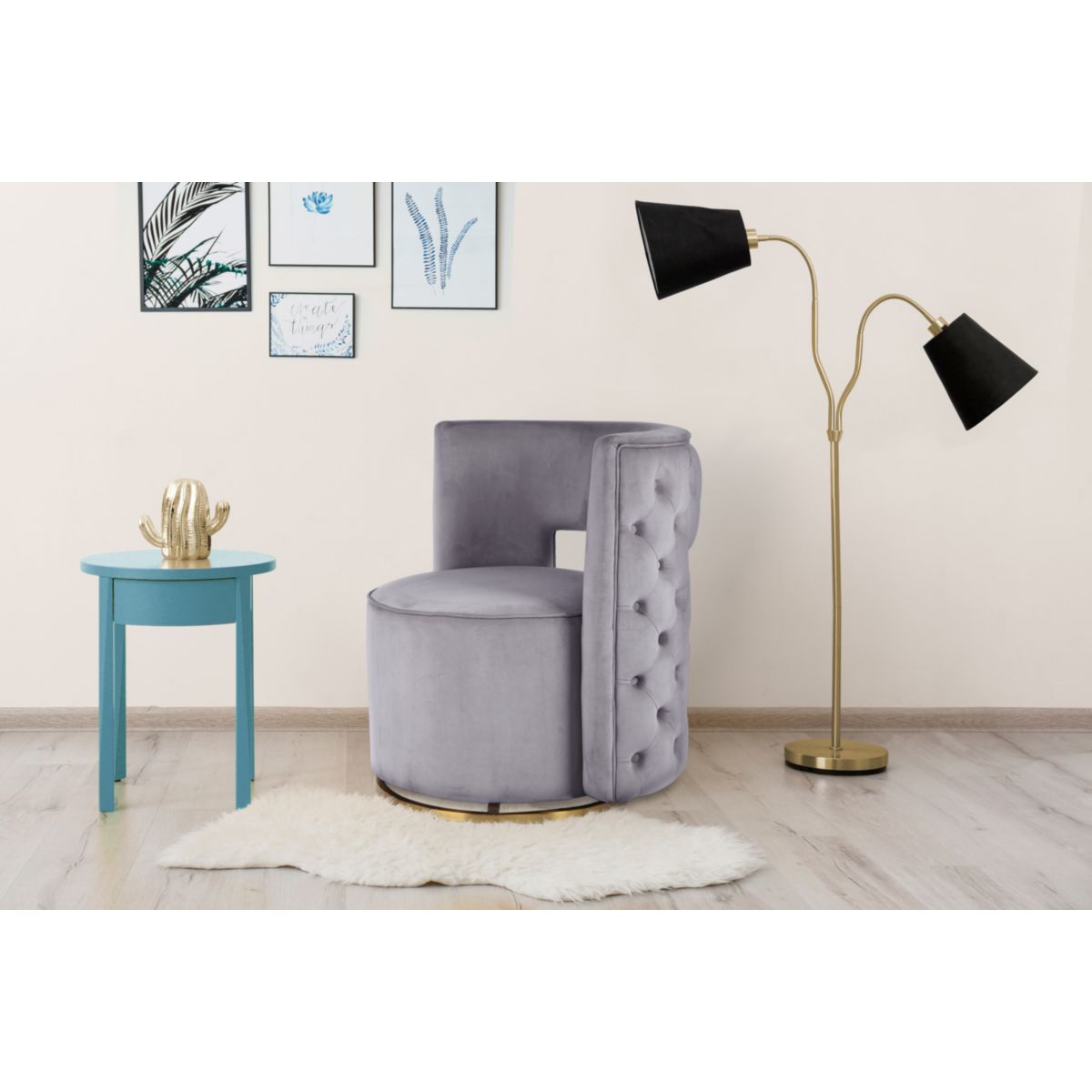 Sessel Drehsessel Beverly 125 grau gold Bild 5