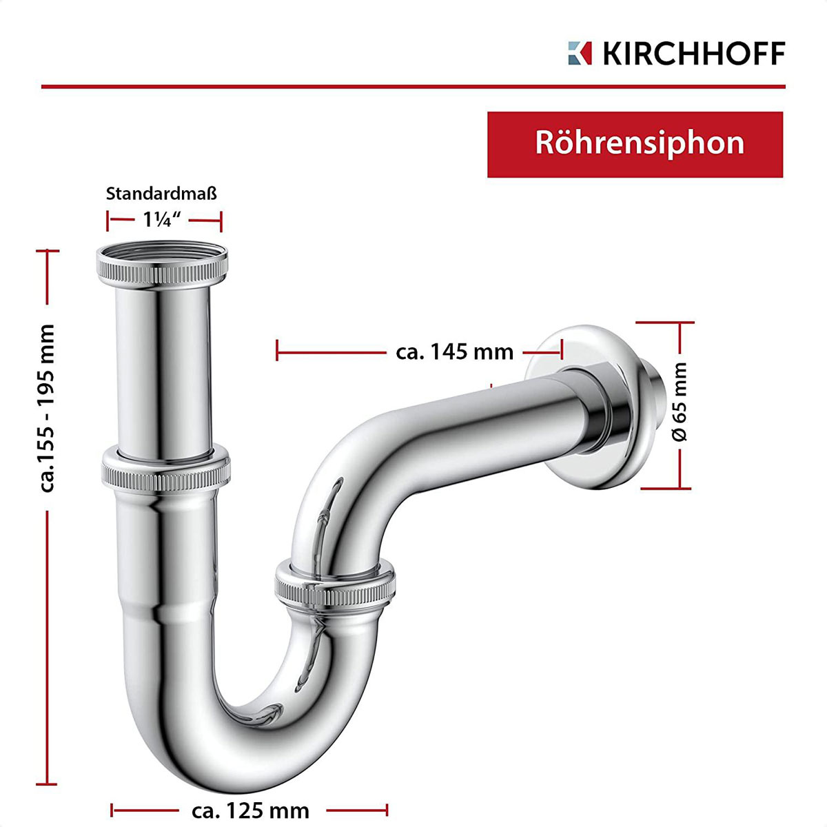 Kirchhoff Röhrensiphon 1¼ x 32 mm verchromt Bild 7