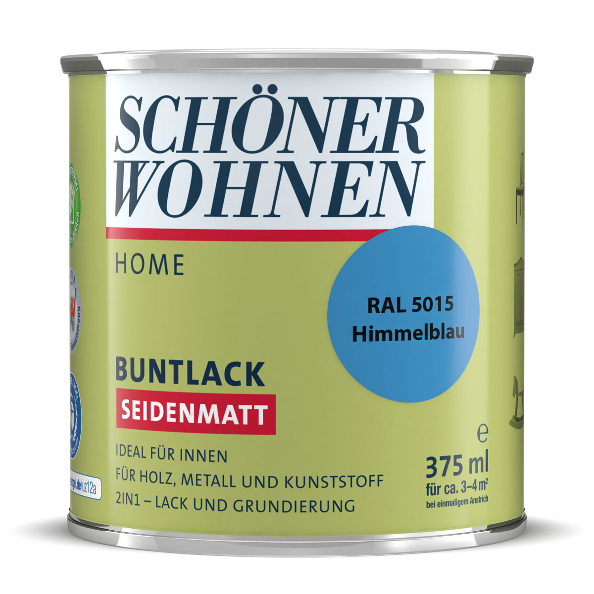 Schöner Wohnen Farbe Buntlack Home Himmelblau seidenmatt 375 ml