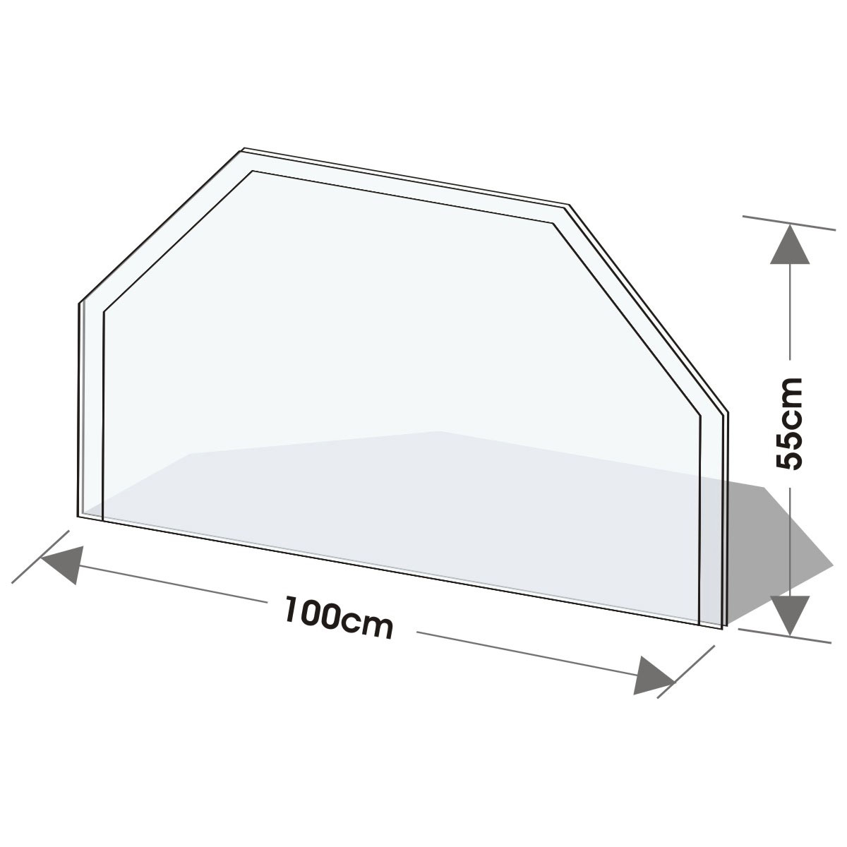 Glasvorlegeplatte 55 x 100 cm transparent sechseck
