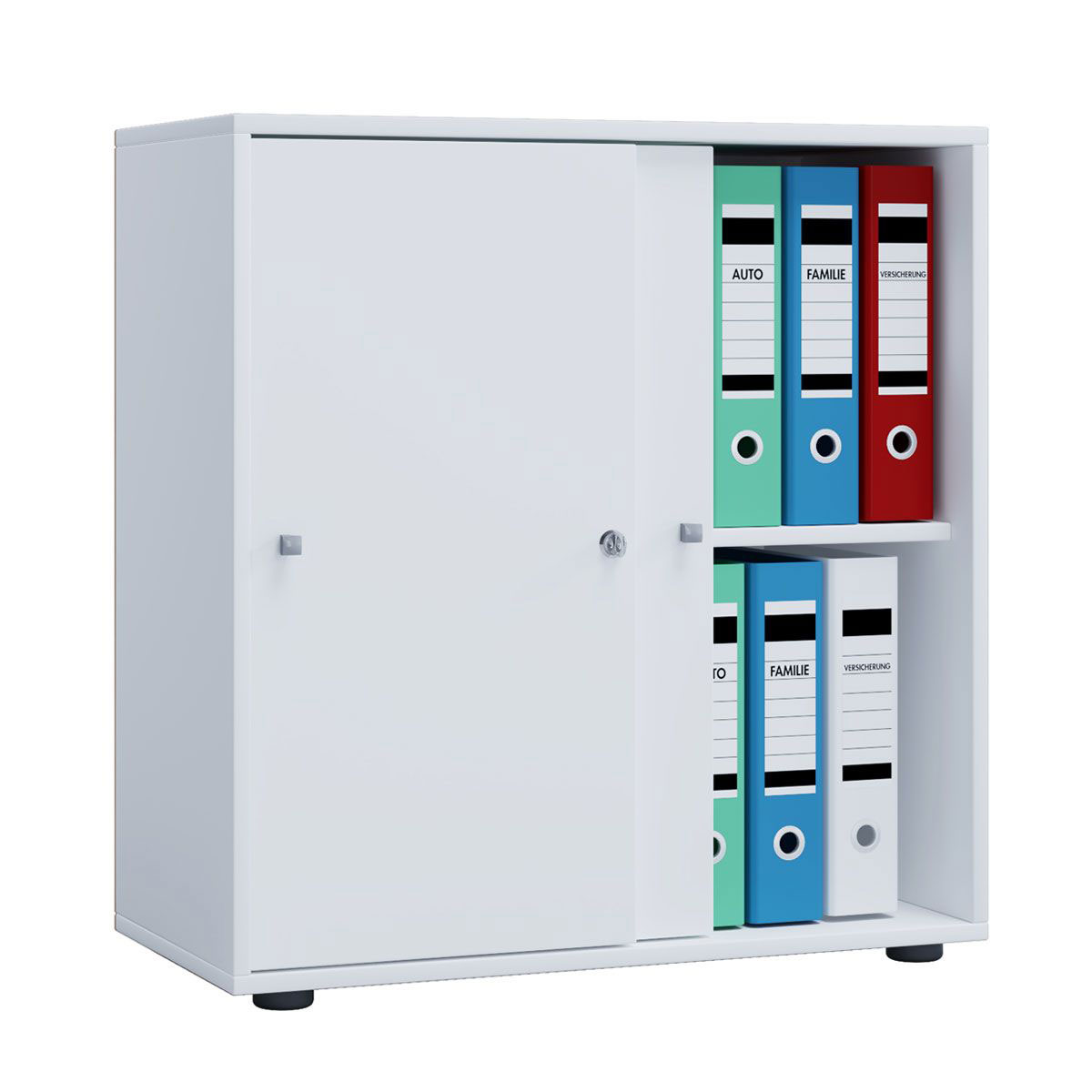 Büroschrank Lona L mit Schiebetüren weiß Bild 3