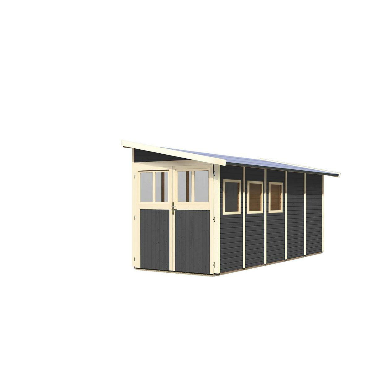 Karibu Gartenhaus Wandlitz 181 x 442 x 230 cm grau