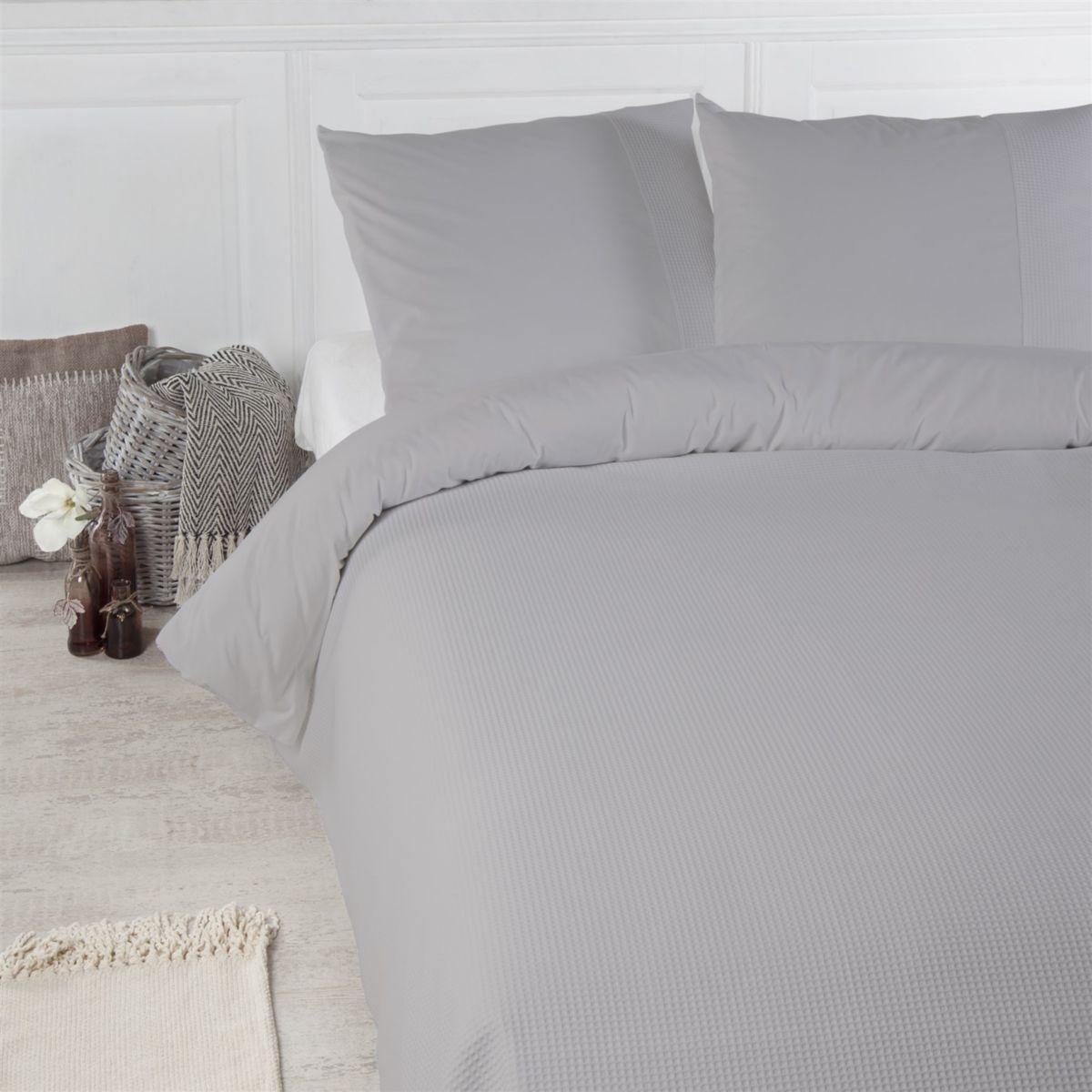 Bettwäsche Douz 125 Hellgrau 135cm x 200cm / 80cm x 80cm Bild 2
