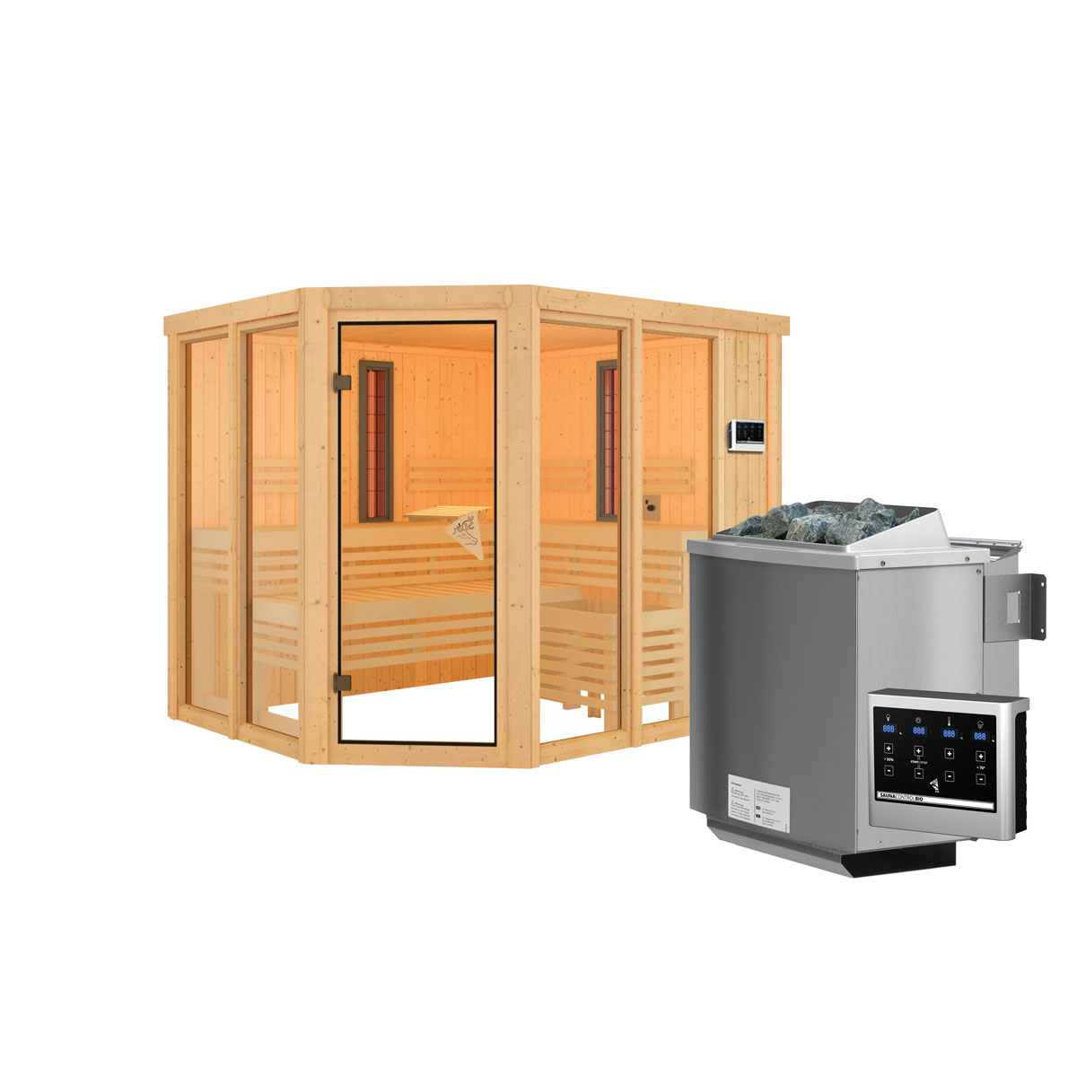 Karibu Infrarotkabine Ava naturbelassen Bio externe Steuerung Bild 4