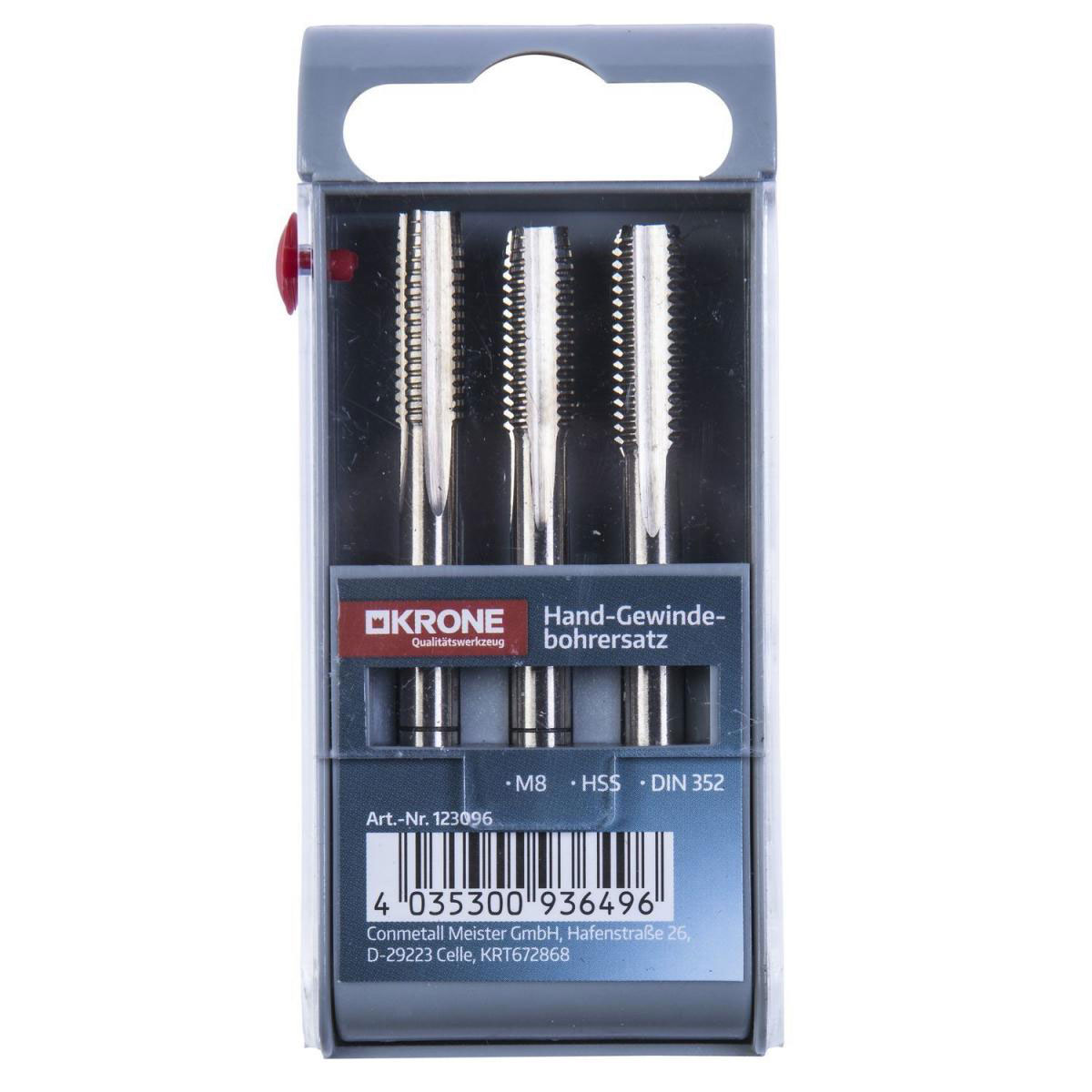 Krone Gewindebohrer-Satz HSS M8 3-teilig Bild 2