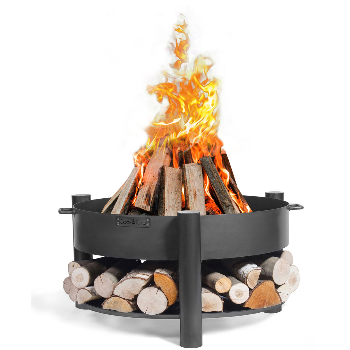 CookKing Feuerschale Montana 60 inkl. Holzlager 68x45cm Schwarz