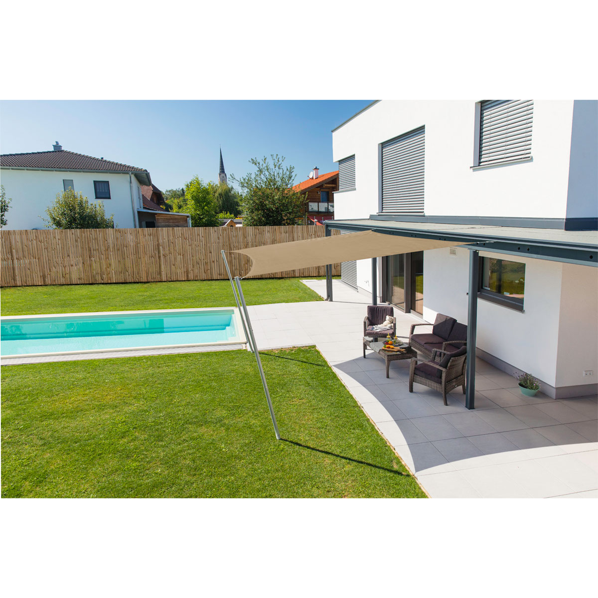 Viereck-Segel Cannes 4 x 4 m taupe Bild 3