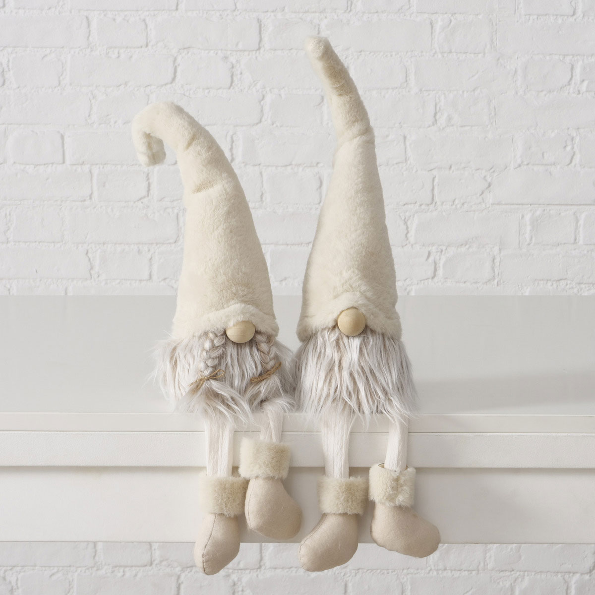 Kantenhocker Tanyo Wichtel 14 x 13 x 58 cm beige Stein Textil Bild 1