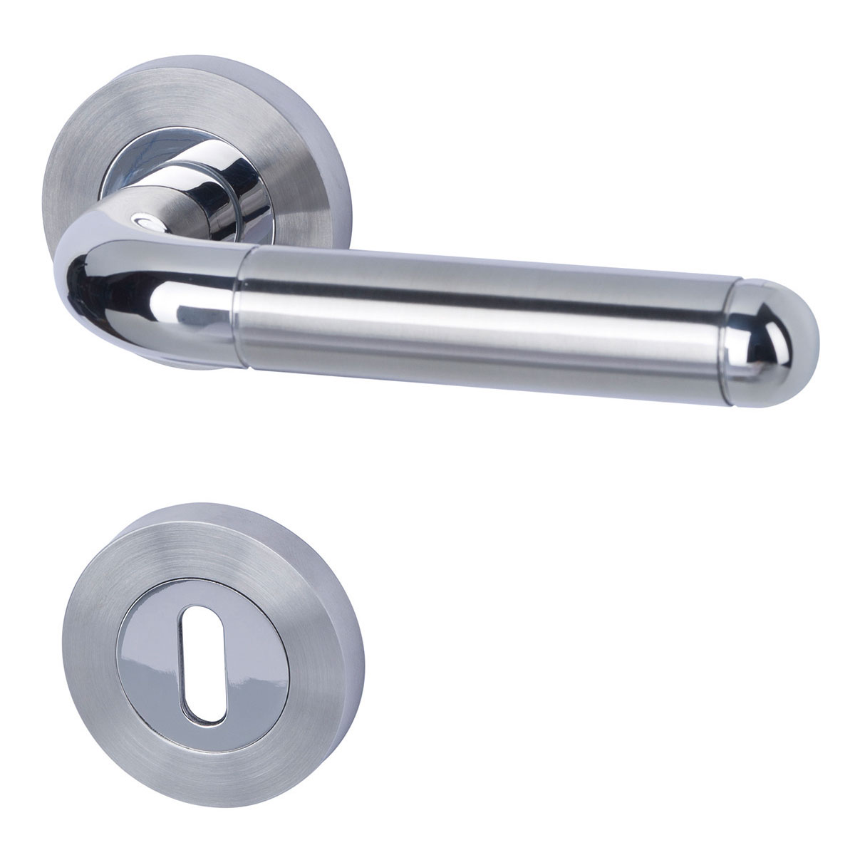 Alpertec Rosettengarnitur Solid 4-R Edelstahl poliert/satiniert BB