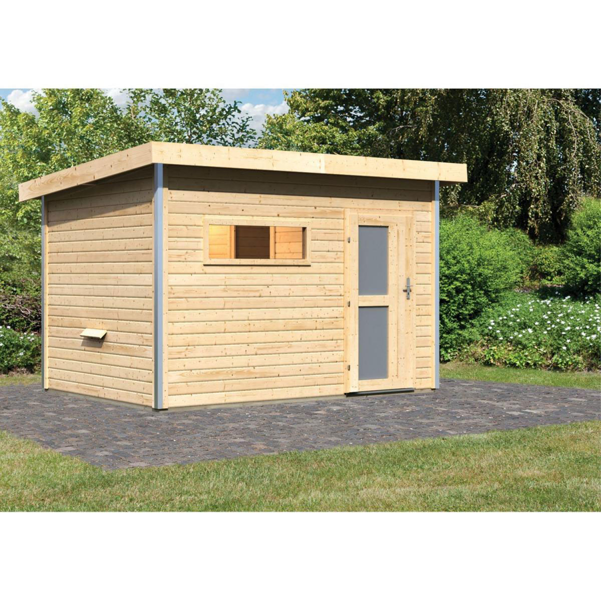 Karibu Saunahaus Skrollan 2 38 mm ohne Ofen moderne Tür Bild 4