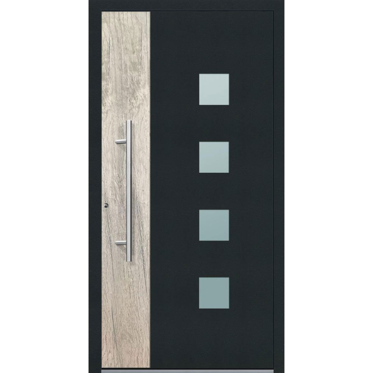 Aluminium Sicherheits-Haustür Messina Exklusiv 75 mm anthrazit 100 x 210 cm Anschlag links inkl Griffset