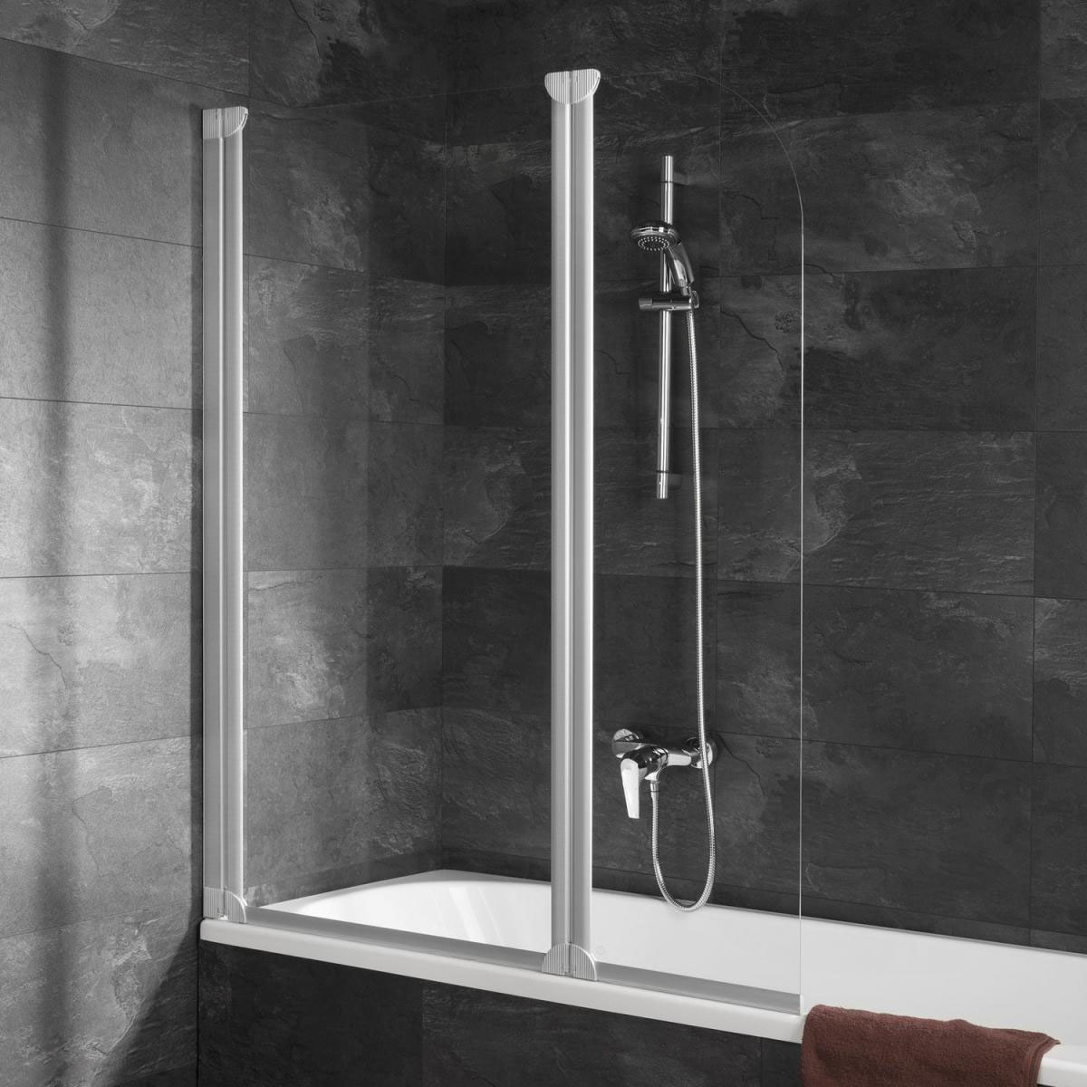 Schulte Badewannenfaltwand 2-teilig Komfort 1400 x 1140 mm Echtglas alpinweiß