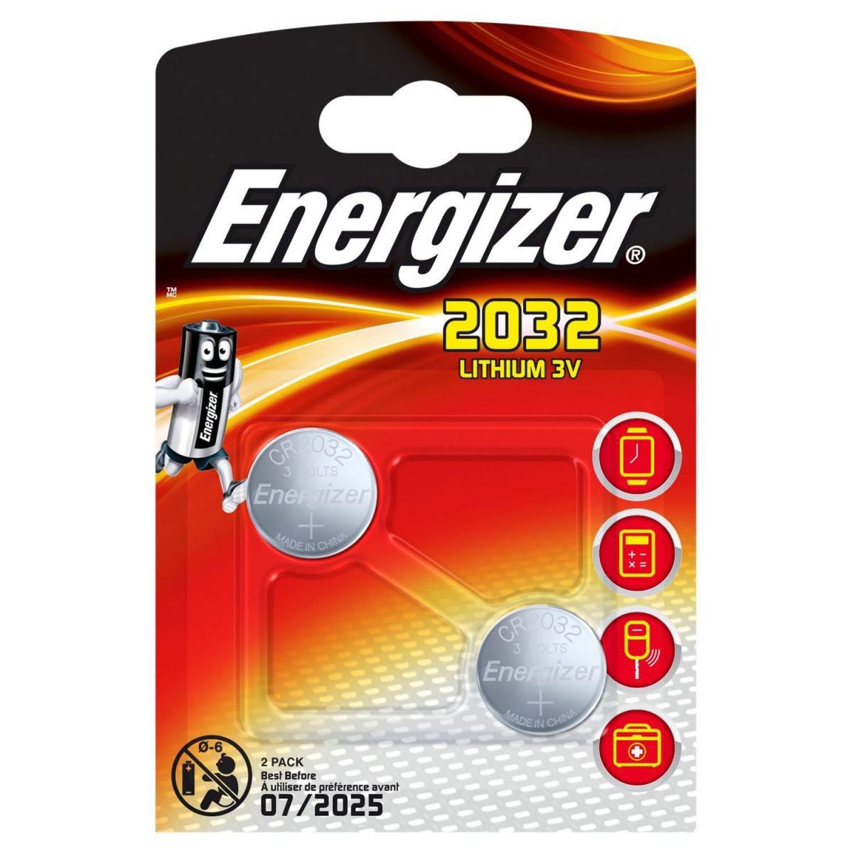 Lithium-Knopfzelle CR 2032 2Stück