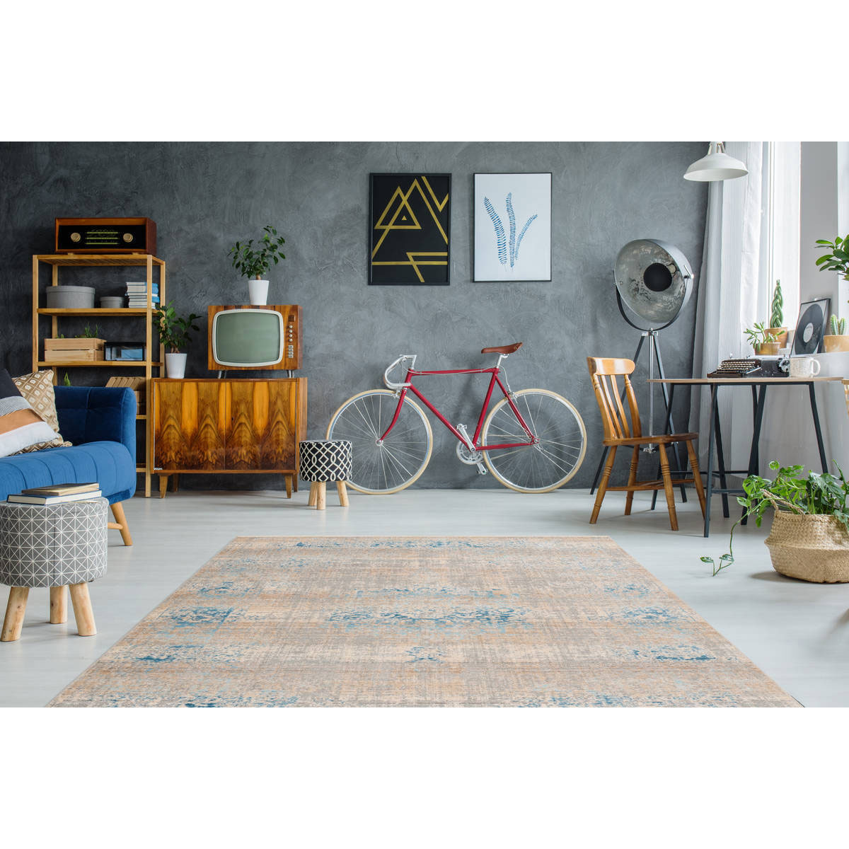 Fransenteppich Baroque 300 grau/türkis Bild 2