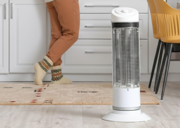 Weißes Heizgerät auf dem Boden