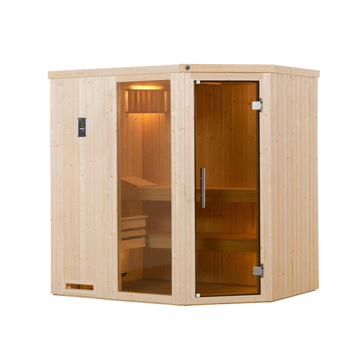 Weka  Elementsauna Varberg Eck Größe 1 Sparset 7,5 kW Bio S Glastuer Bild 1