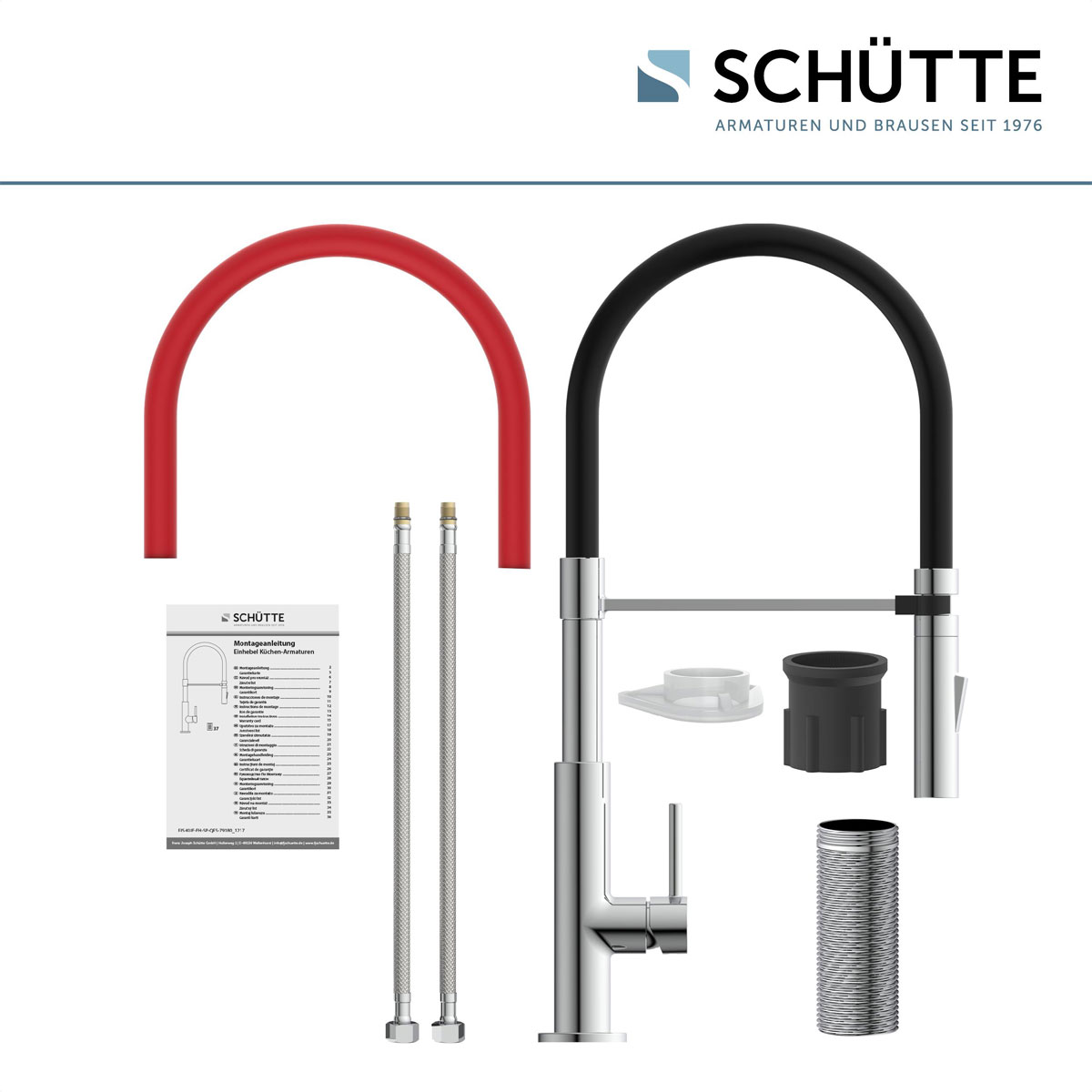 Schütte Küchenarmatur mit ausziehbarer Brause 79180 Stilo chrom schwarz Bild 2