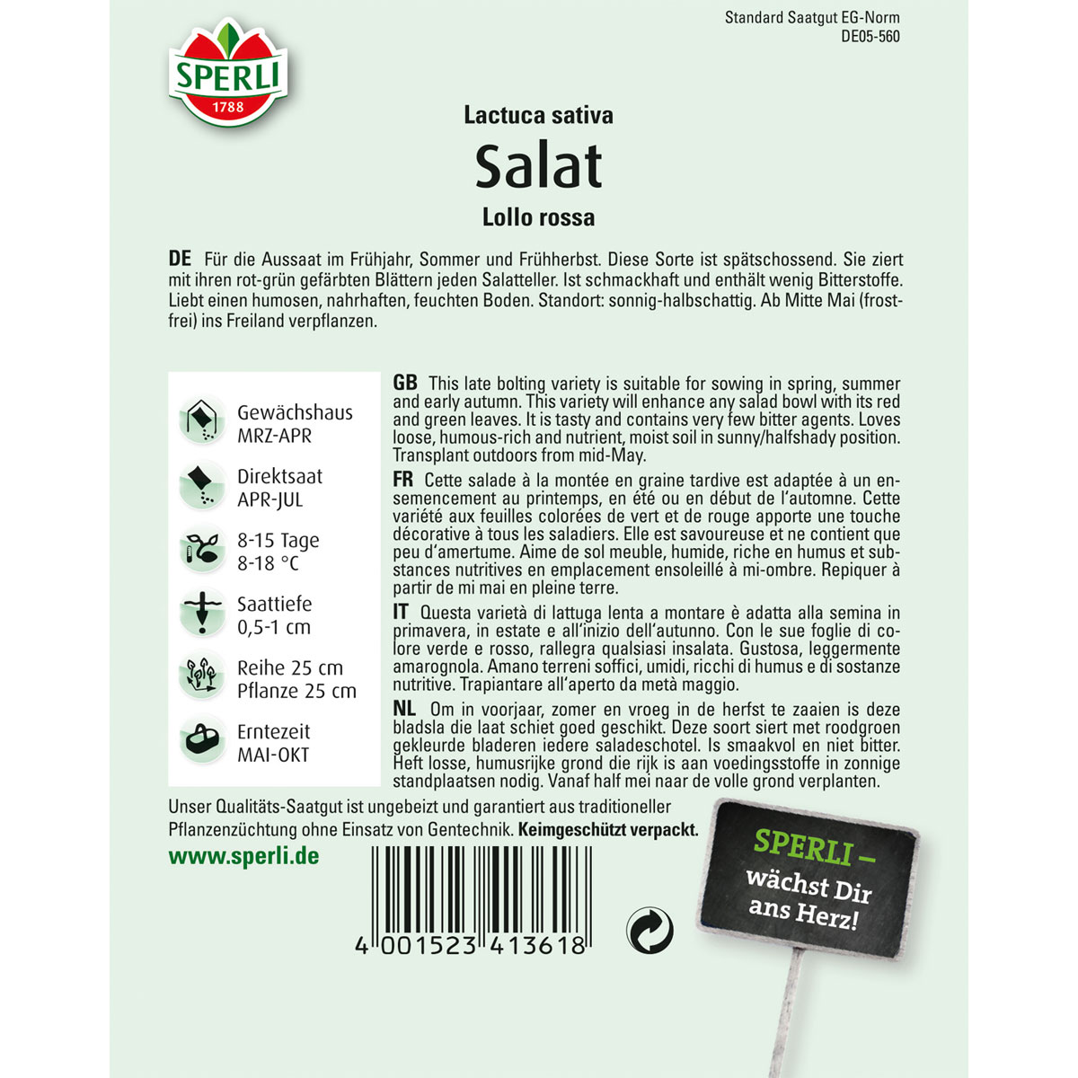 Sperli Pflücksalat Lollo rossa Bild 2