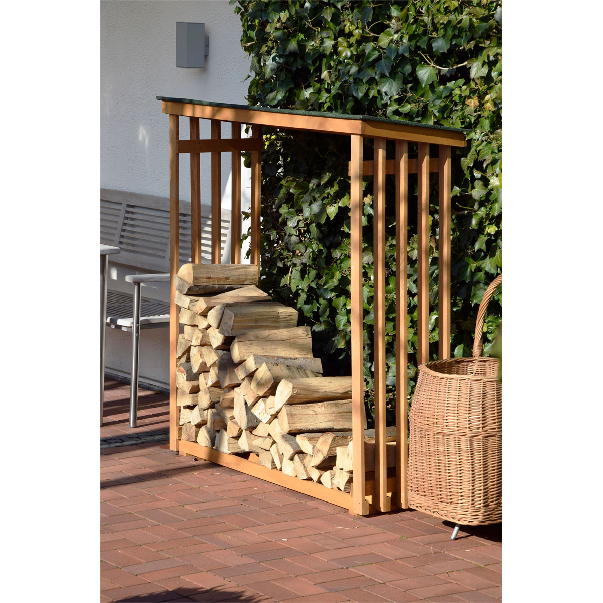 dobar XL-Kaminholzregal 140 x 143 x 50 cm grün-braun Bild 5