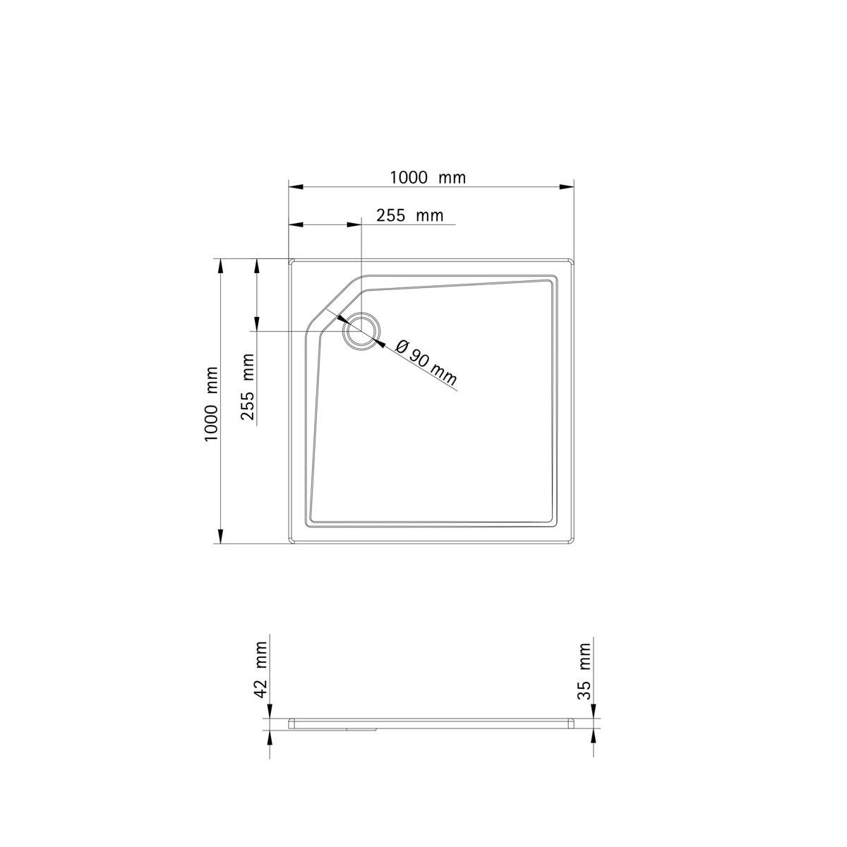 Schulte Duschwanne Quadrat extra flach 1000 x 1000 mm Bild 3