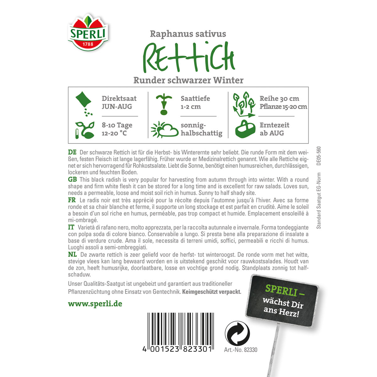 Sperli Rettich Runder schwarzer Winter Bild 2