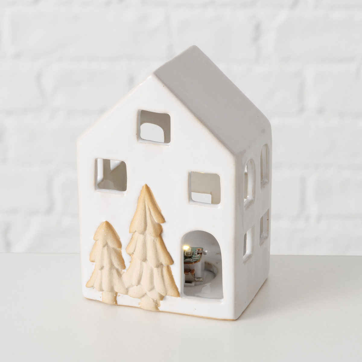 Dekoaufsteller Castle 2sort. Haus 7 x 5,5 x 10,5 cm weiß Keramik Bild 4