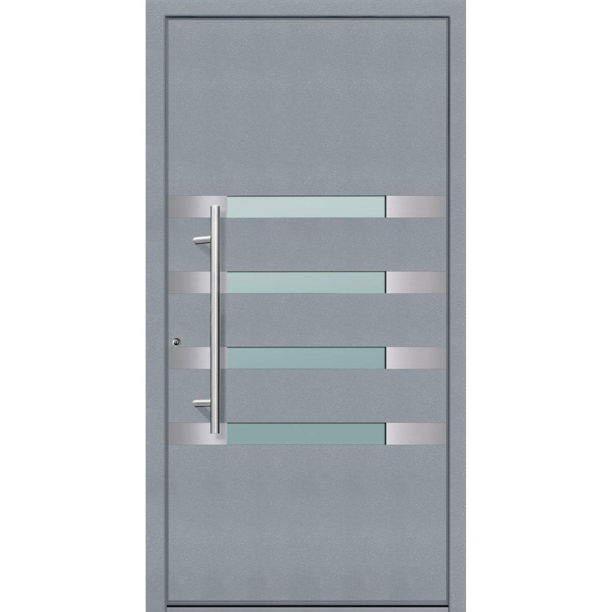 Aluminium Sicherheits-Haustür Brescia Superior 60 mm grau 110 x 210 cm Anschlag links inkl Griffset