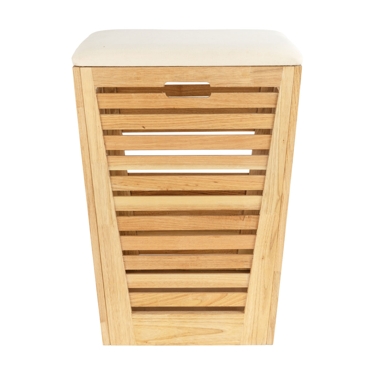 Wenko  Wäschetruhe mit Sitzpolster Norway Wäschesammler und Badhocker massives Walnussholz 55 L Bild 6