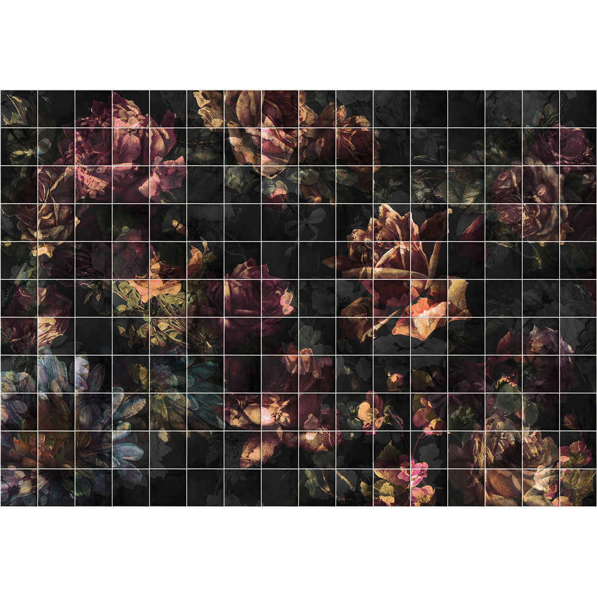 Komar  Vlies Fototapete Tiles Flowers 400x280 cm Bild 2
