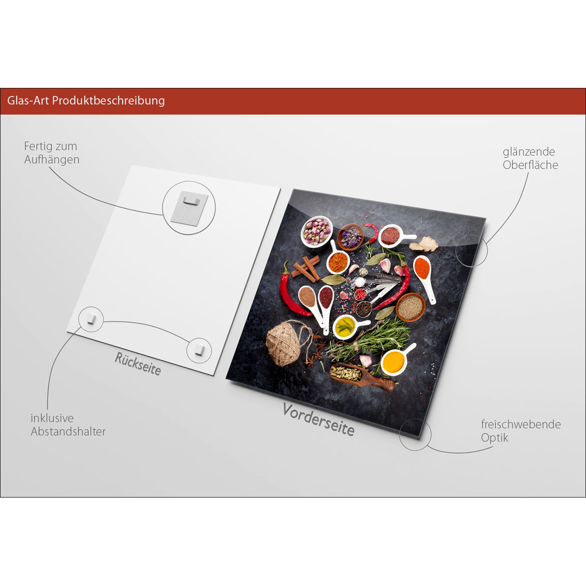 Glas-Art Spicery II 20 x 20 Glasbild Bild 3