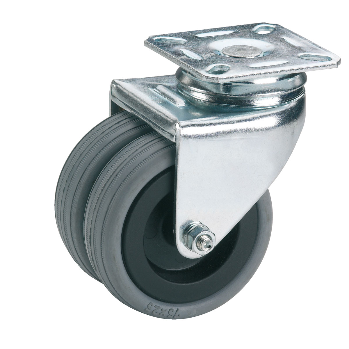 Dörner + Helmer Apparate-Doppel-Lenkrolle mit Gummireifen 50 x 19 mm